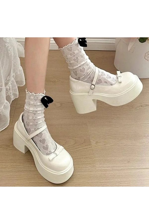 Bow Charm Platform Mary Janes: Y2K Aesthetic Cute Footwear for Every Outfit