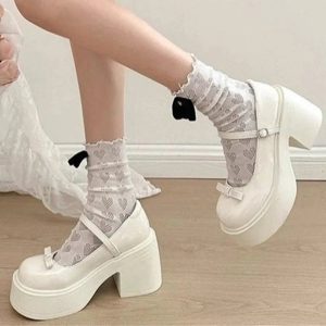 Bow Charm Platform Mary Janes: Y2K Aesthetic Cute Footwear for Every Outfit