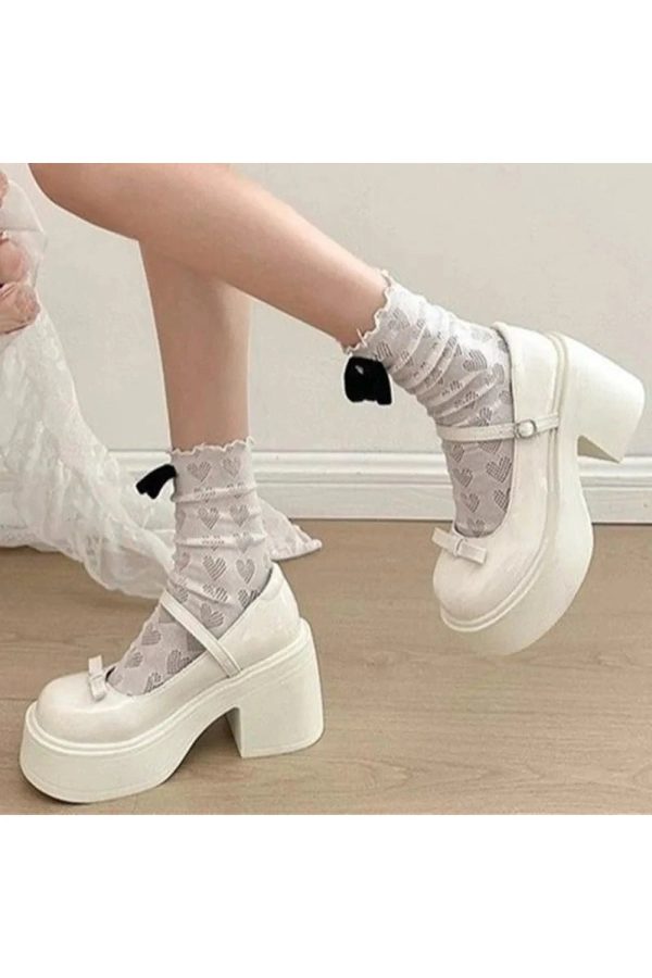 Bow Charm Platform Mary Janes: Y2K Aesthetic Cute Footwear for Every Outfit