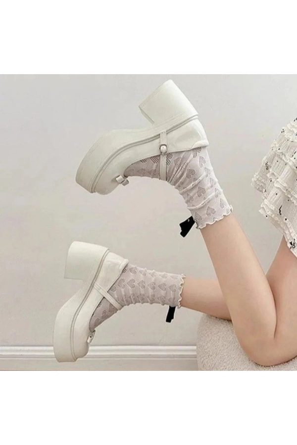 Bow Charm Platform Mary Janes: Y2K Aesthetic Cute Footwear for Every Outfit