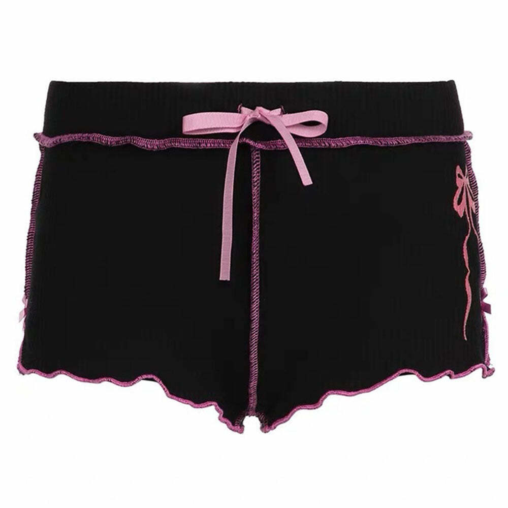 Bow Print Coquette Micro Shorts for Y2K Aesthetic and Cute Outfits