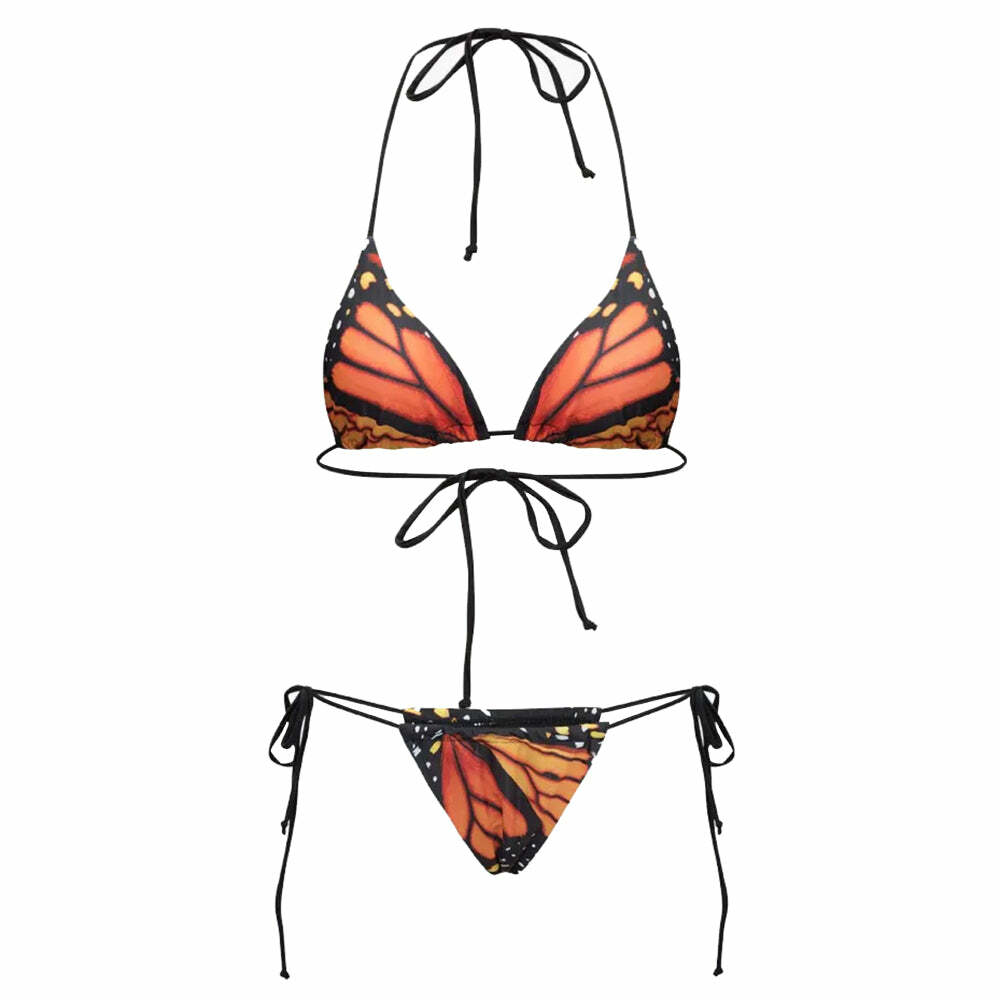 Butterfly Print Bikini Set - Y2K Aesthetic Swimwear for Trendy Summer Vibes