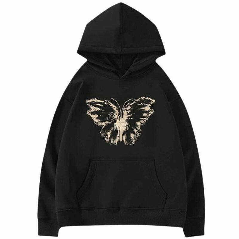 Butterfly Print Y2K Aesthetic Hoodie for Cute and Comfy Style