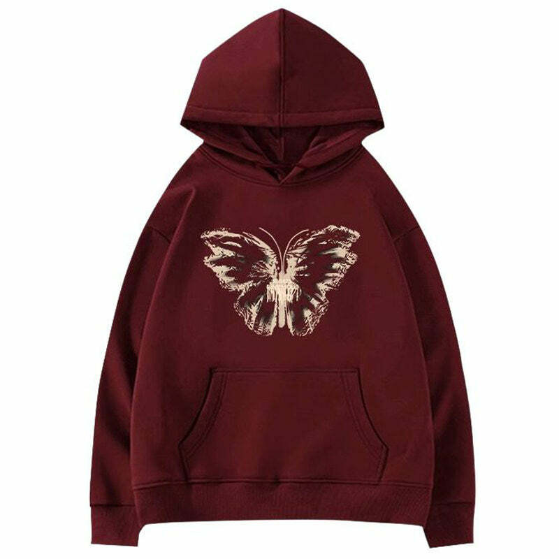 Butterfly Print Y2K Aesthetic Hoodie for Cute and Comfy Style