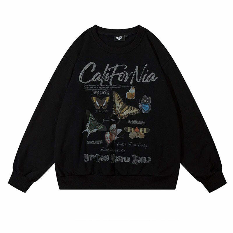 Butterfly Print Y2K Aesthetic Sweatshirt for Cute and Comfy Style