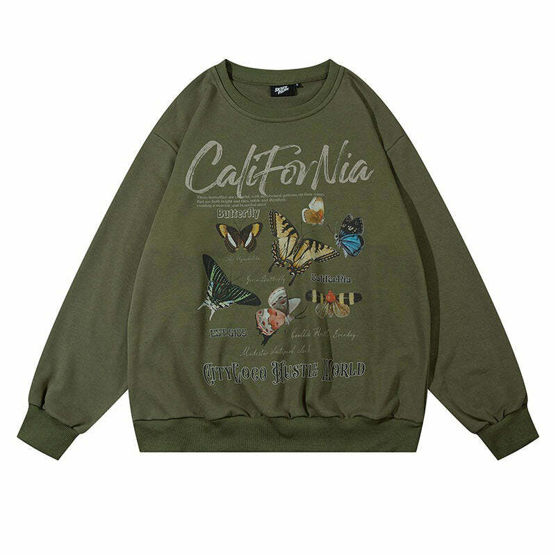 Butterfly Print Y2K Aesthetic Sweatshirt for Cute and Comfy Style