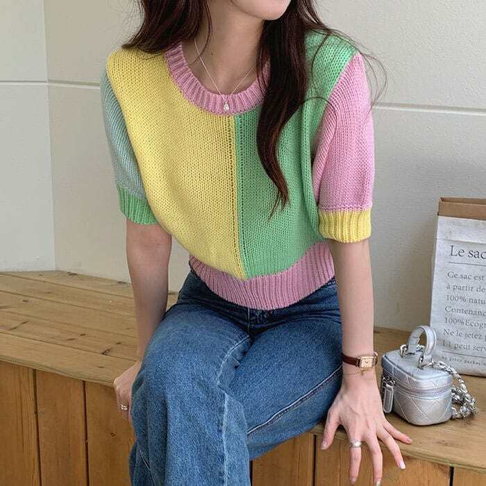 Candy Fairy Y2K Pastel Knit Top - Cute Aesthetic Sweater for Fall