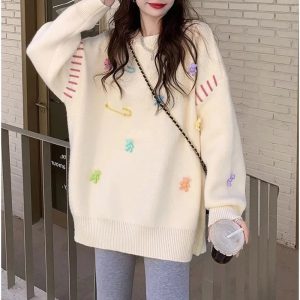 Candyland Charm Knit Sweater - Y2K Aesthetic Cozy Fall Fashion