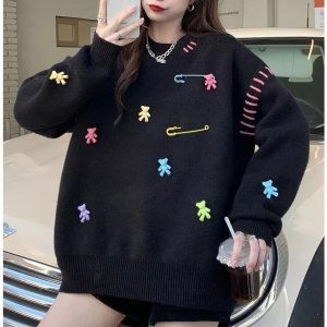 Candyland Charm Knit Sweater - Y2K Aesthetic Cozy Fall Fashion