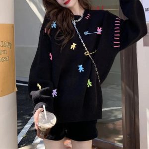 Candyland Charm Knit Sweater - Y2K Aesthetic Cozy Fall Fashion