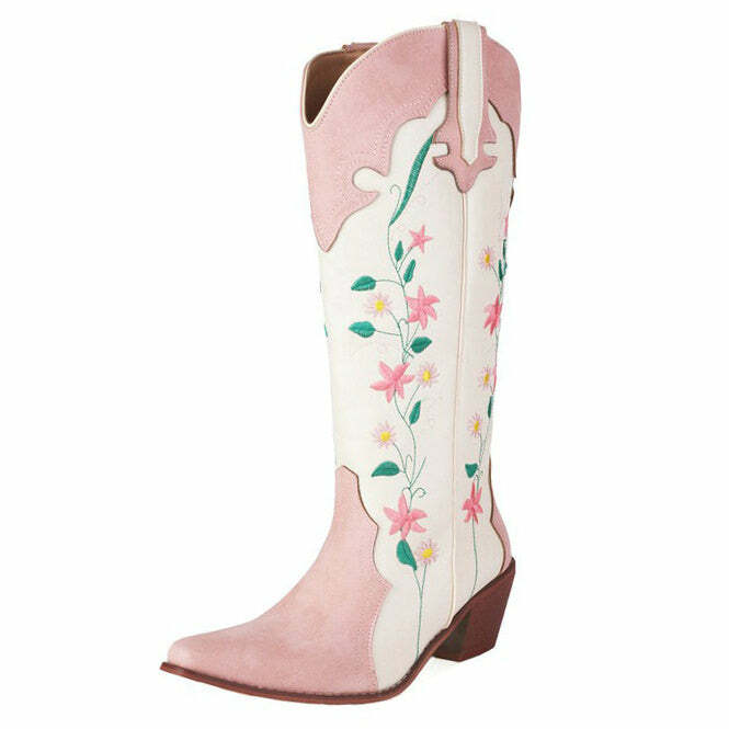 Canyon Town Floral Cowboy Boots - Y2K Aesthetic Western Style Footwear