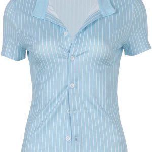 Casual Chic Striped Shirt - Y2K Aesthetic Top for Effortless Style