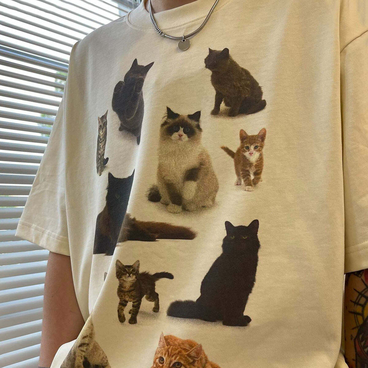 Cat Print Y2K Aesthetic T-Shirt for Cute and Comfy Outfits