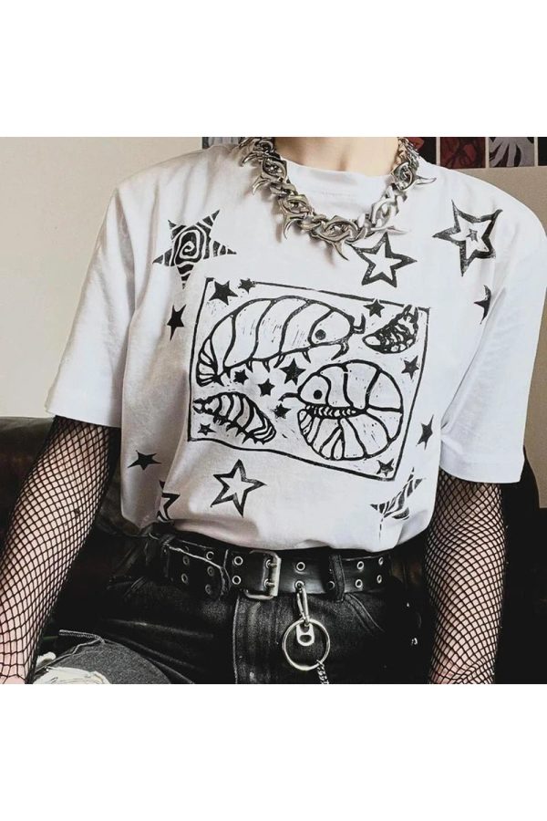 Celestial Creatures Y2K Graphic T-Shirt for Aesthetic Outfits