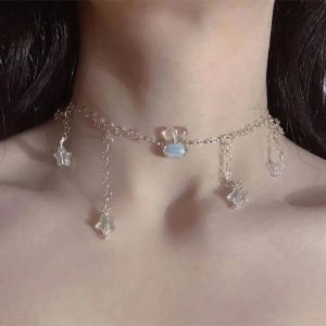 Celestial Crystal Star Choker - Y2K Aesthetic Jewelry for Cute Outfits