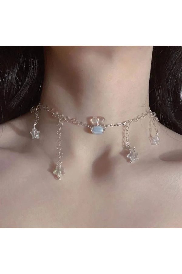 Celestial Crystal Star Choker - Y2K Aesthetic Jewelry for Cute Outfits