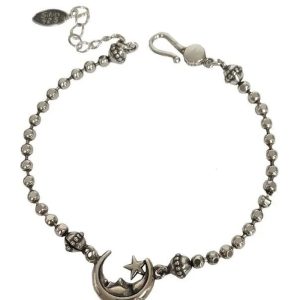 Celestial Moon & Star Silver Bracelet - Y2K Aesthetic Jewelry Piece