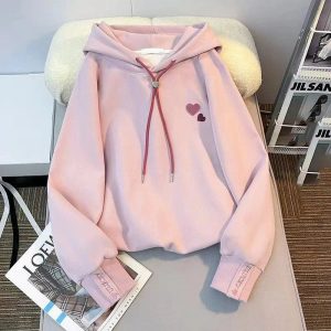 Charming Fall Sweetheart Y2K Hoodie for Cozy Aesthetic Vibes