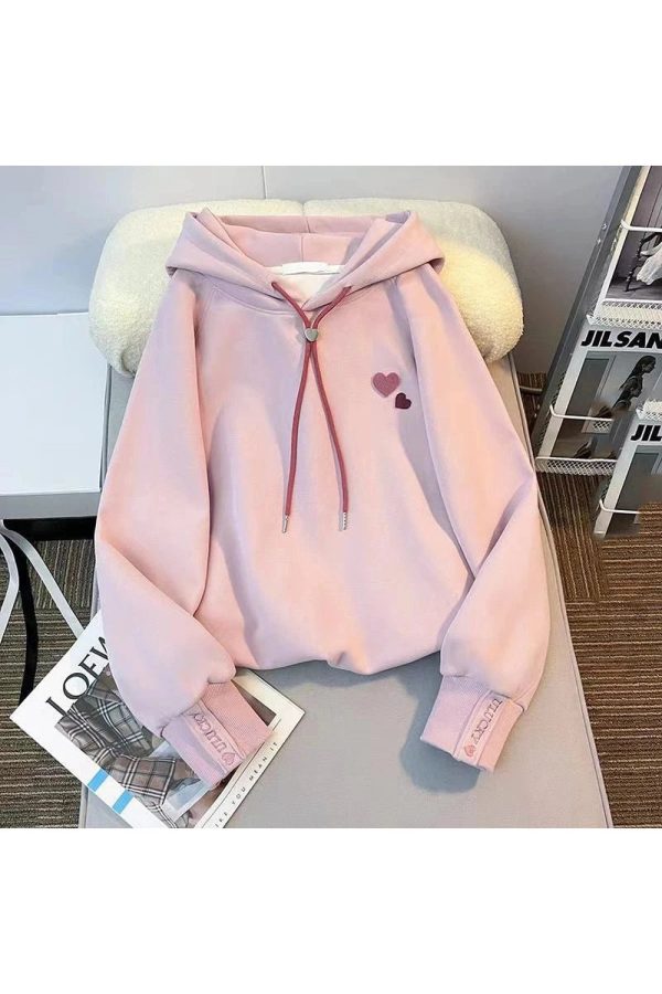 Charming Fall Sweetheart Y2K Hoodie for Cozy Aesthetic Vibes