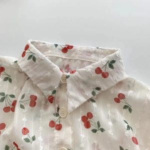 Cherry Blossom Y2K Button-Up Blouse for Coquette Aesthetic Outfits