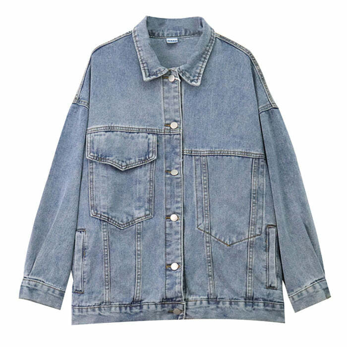 Chic Asymmetrical Denim Jacket for Y2K Fashion & Grunge Aesthetic