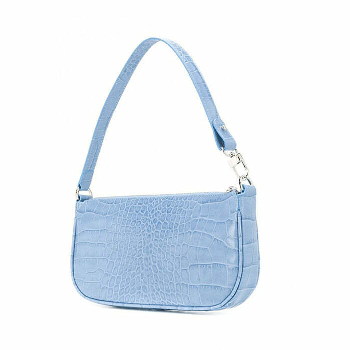 Chic Baby Blue Baguette Bag for Y2K Aesthetic and Coquette Style