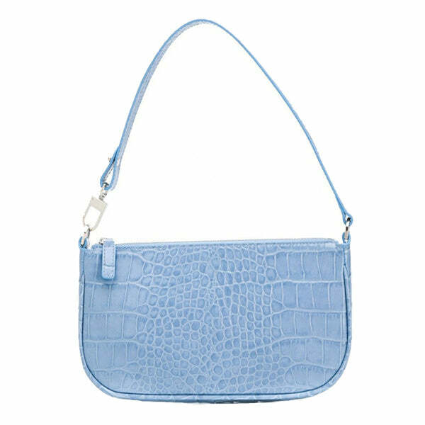 Chic Baby Blue Baguette Bag for Y2K Aesthetic and Coquette Style