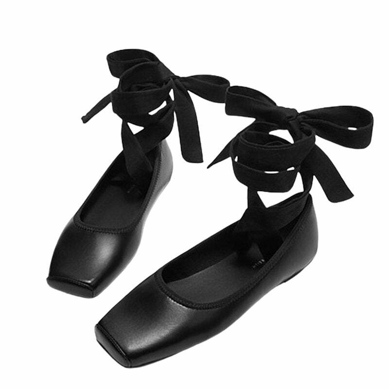 Chic Ballet Class Cross-Strap Flats for Y2K and Coquette Aesthetic