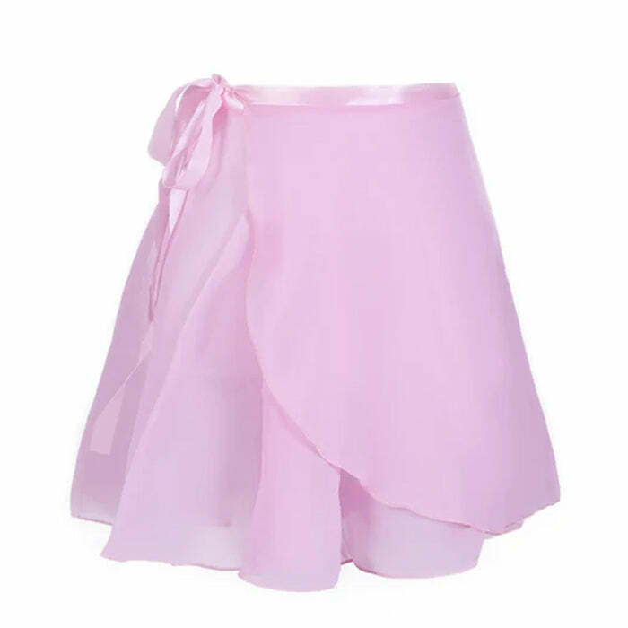 Chic Balletcore Wrap Skirt for Y2K Aesthetic and Coquette Style