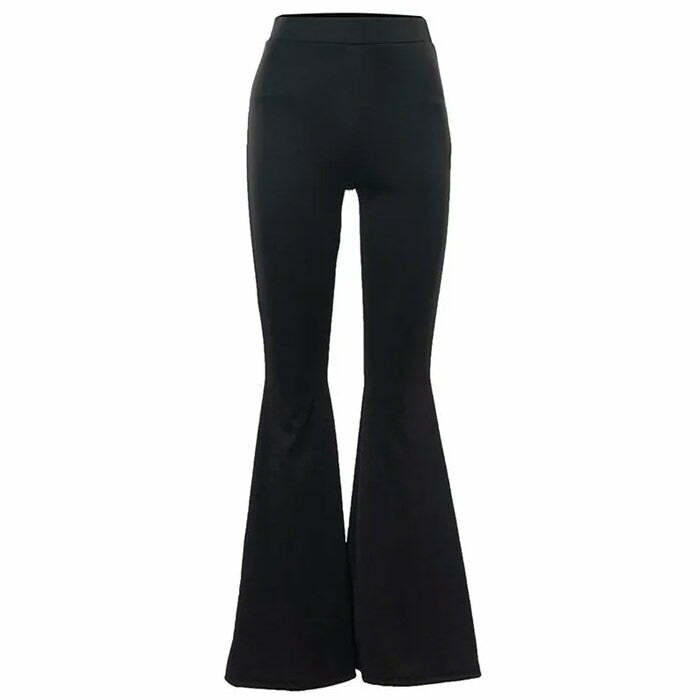 Chic Black Flared Trousers for Y2K Aesthetic and Grunge Style Outfits