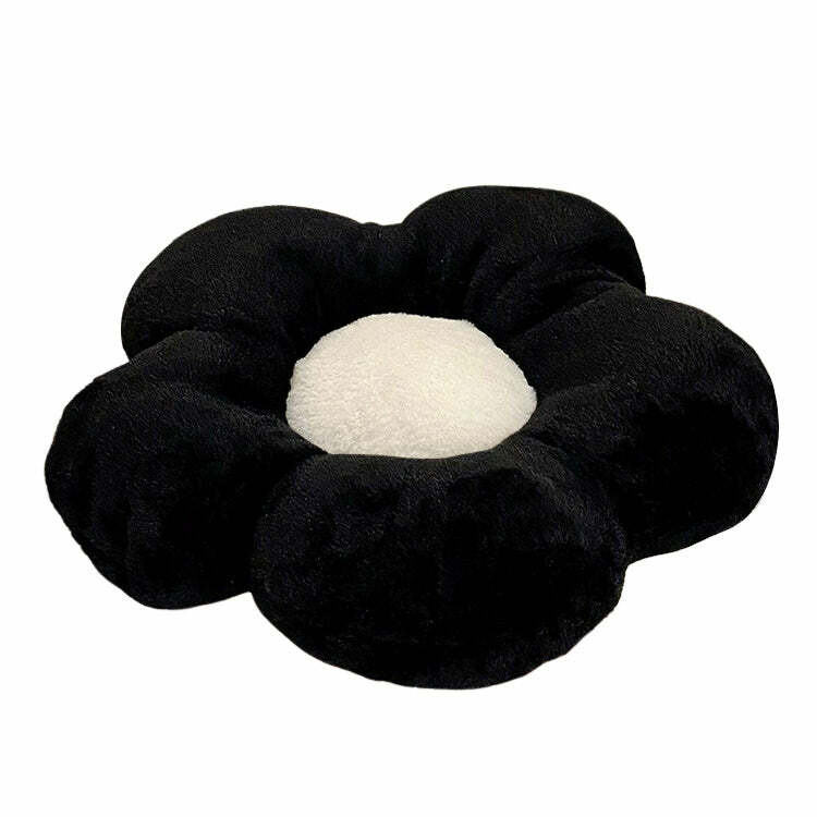 Chic Black & White Flower Pillow for Y2K Aesthetic Home Decor