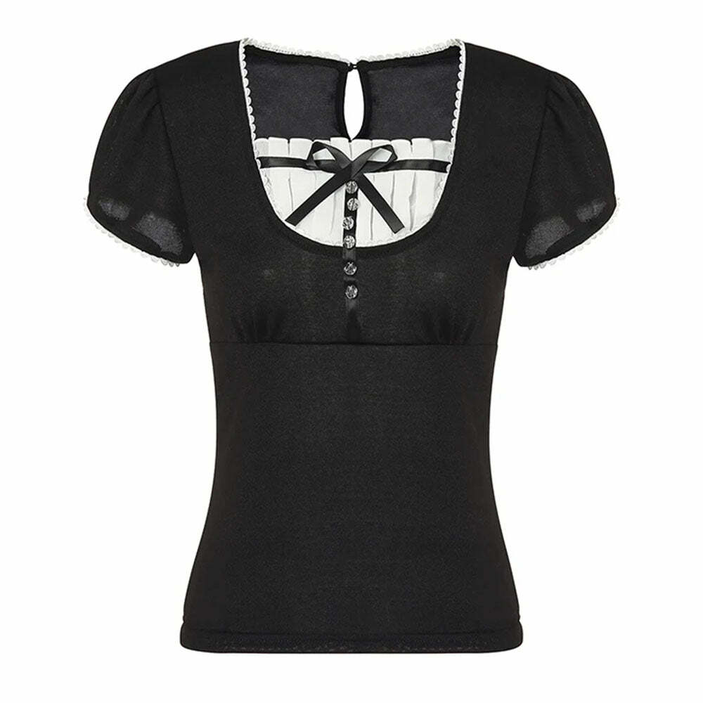 Chic Bowknot Top for Y2K Fashion Lovers - Cute & Comfy Aesthetic Style