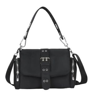 Chic Buckled Utility Shoulder Bag for Y2K and Grunge Aesthetic Lovers