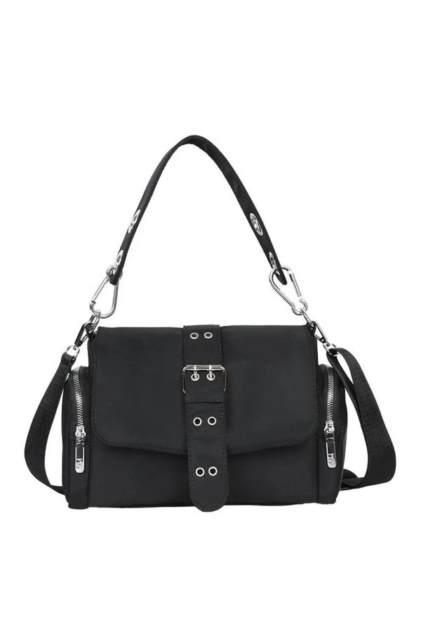 Chic Buckled Utility Shoulder Bag for Y2K and Grunge Aesthetic Lovers