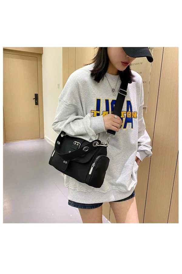 Chic Buckled Utility Shoulder Bag for Y2K and Grunge Aesthetic Lovers