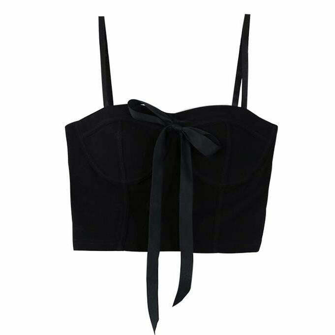 Chic Bustier Top with Front Bow for Y2K and Coquette Aesthetic Styles