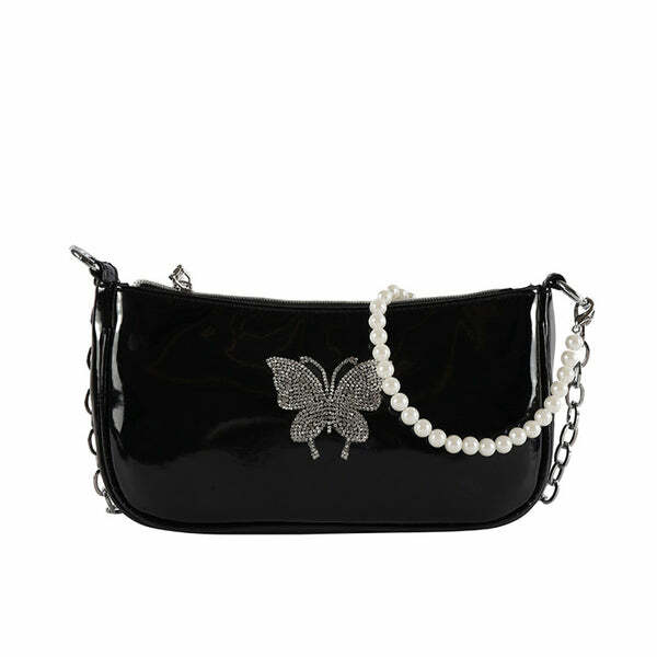 Chic Butterfly Baguette Bag for Y2K Aesthetic and Coquette Style