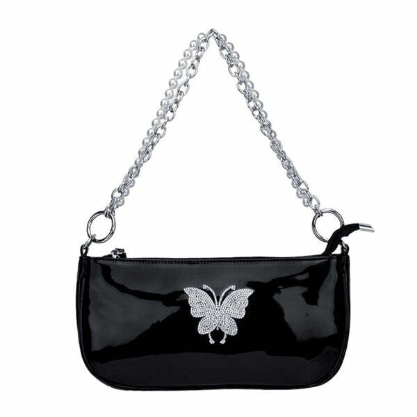 Chic Butterfly Baguette Bag for Y2K Aesthetic and Coquette Style