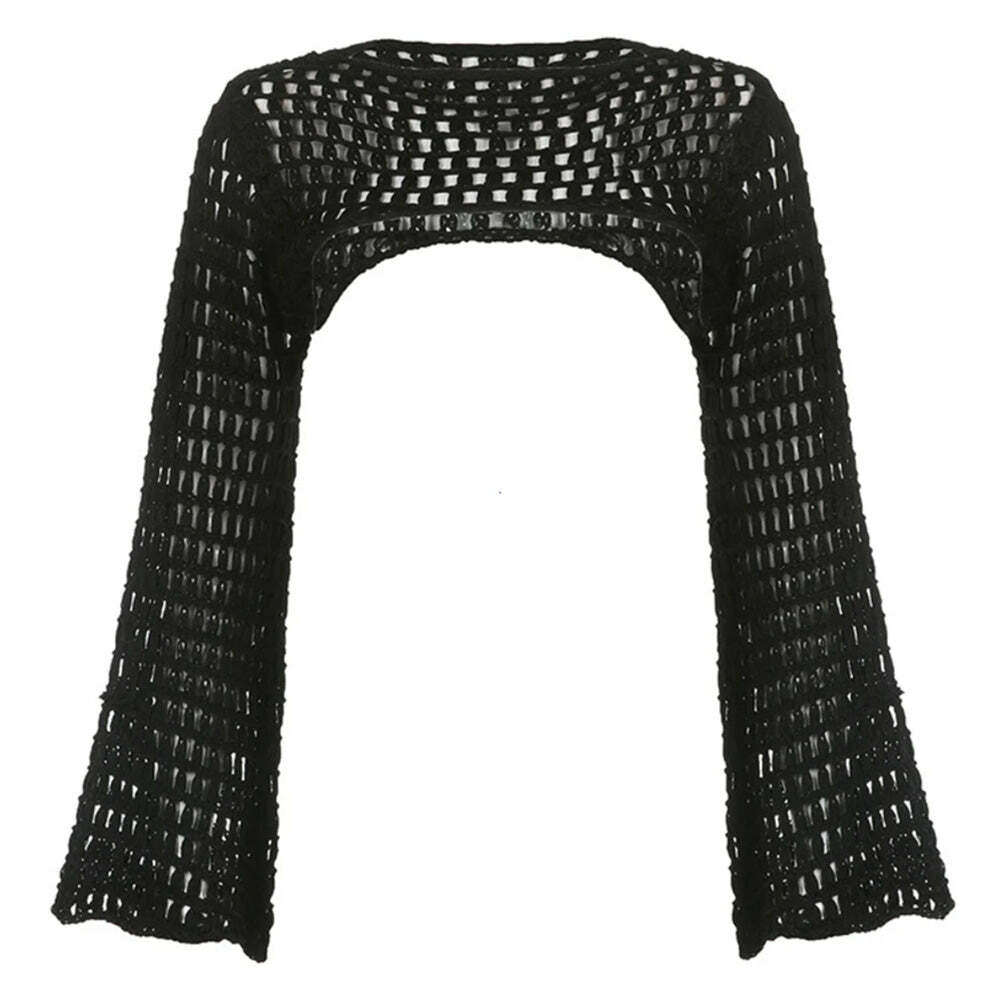 Chic Crochet Bolero Shrug Top for Y2K Aesthetic and Coquette Style