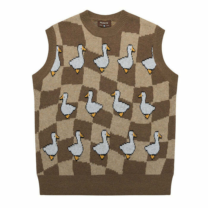 Chic Duck Knitted Vest for Y2K Aesthetic & Coquette Style Outfits