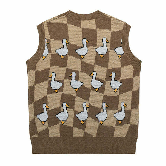 Chic Duck Knitted Vest for Y2K Aesthetic & Coquette Style Outfits