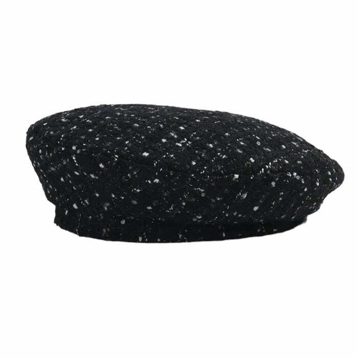 Chic French Girl Aesthetic Tweed Beret for Y2K and Coquette Style