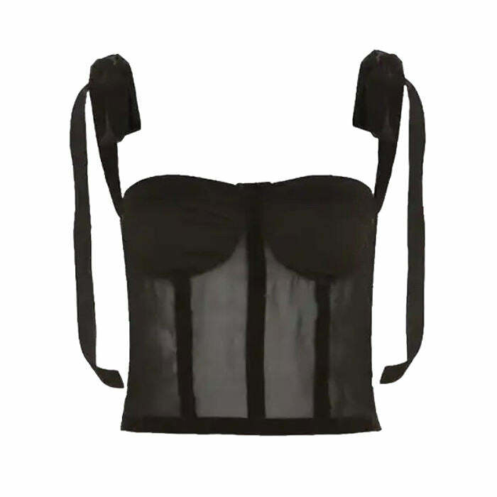 Chic French Girl Bow Corset Top for Y2K Aesthetic and Coquette Style