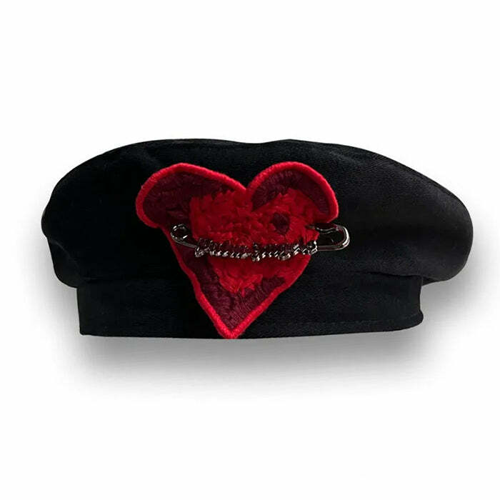 Chic French Kiss Heart Beret for Y2K Aesthetic & Coquette Style