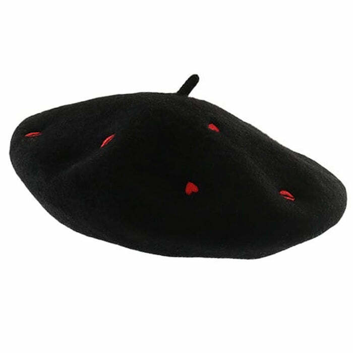 Chic French Kiss Wool Beret for Y2K Aesthetic and Coquette Style