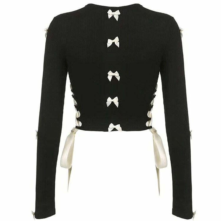 Chic French Maid Cut Out Long Sleeve Top for Y2K Aesthetic Lovers