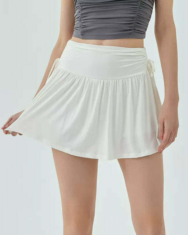 Chic French Sun Tennis Skirt in White - Y2K Aesthetic & Coquette Style