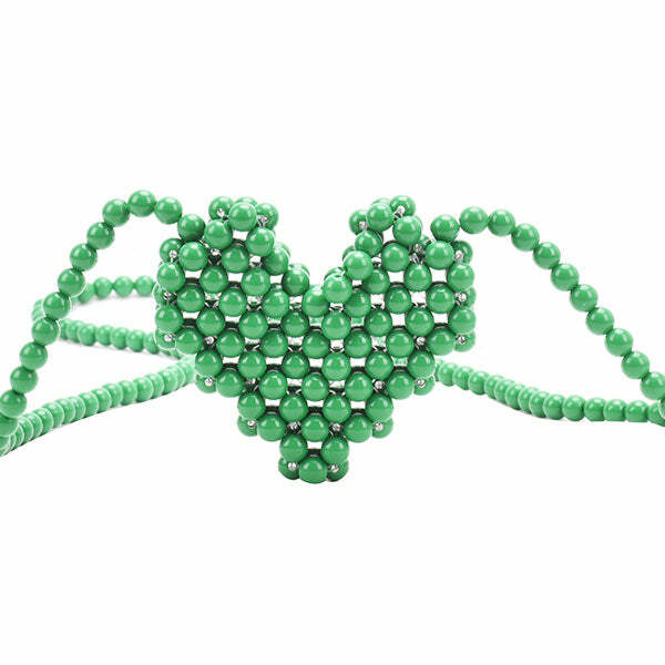 Chic Heart Beaded Handbag for Y2K Aesthetic & Coquette Style Outfits