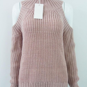 Chic High Neck Cold Shoulder Jumper for Y2K Aesthetic Outfits