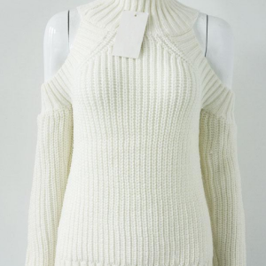 Chic High Neck Cold Shoulder Jumper for Y2K Aesthetic Outfits